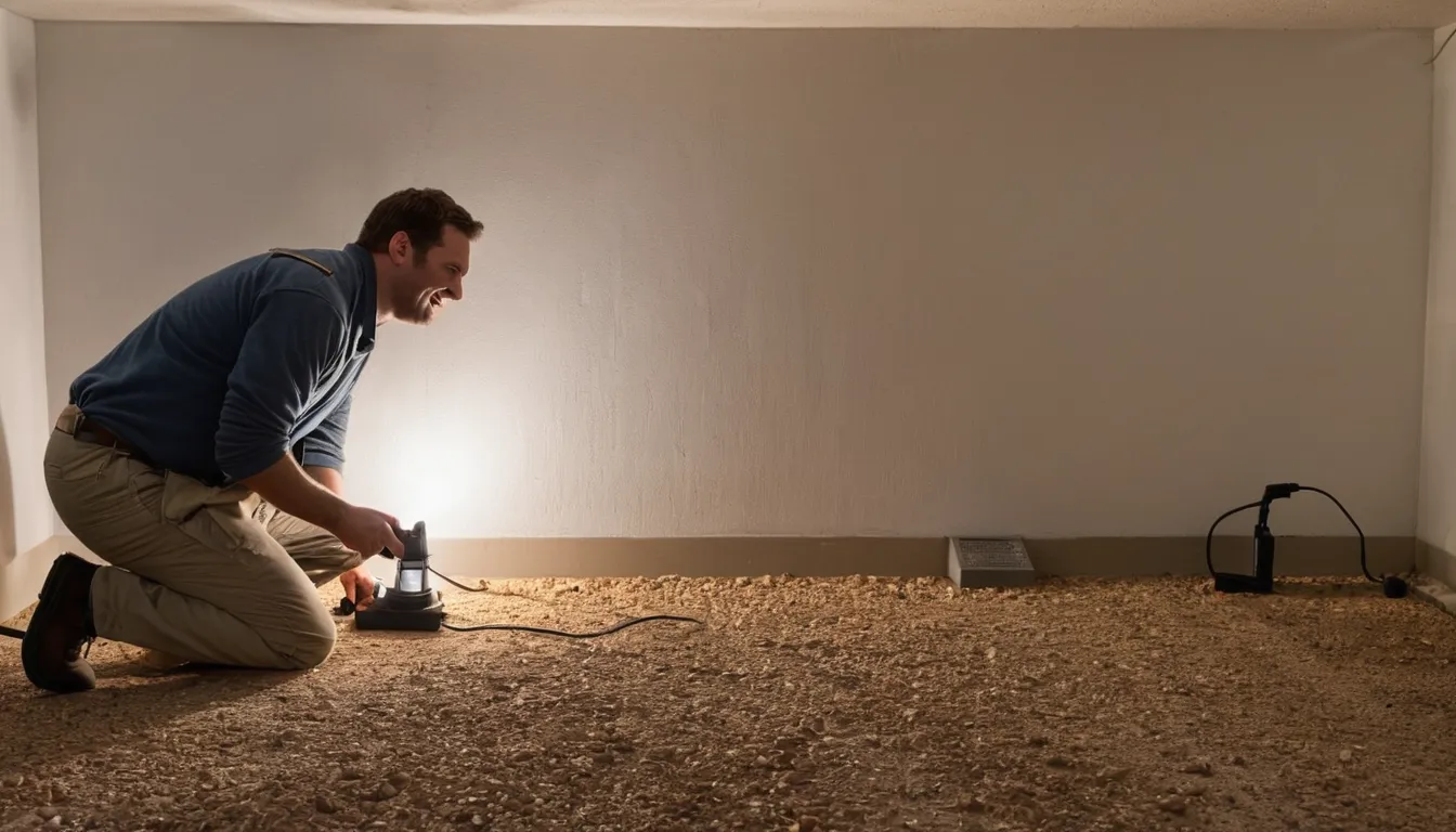 A provider checking a basement foundation wall in the Peabody area